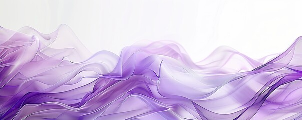 Gentle lavender wave abstract pattern, soothing and ethereal, isolated on a white backdrop