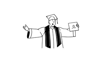 Happy graduate man holding a diploma