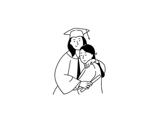 Graduate student hugging her mom