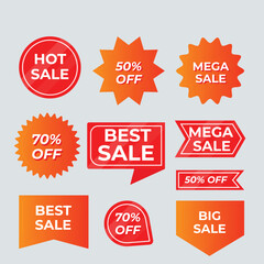 Realistic red price tags collection. Special offer or shopping discount label. Retail paper sticker. Promotional sale badge with text. Vector illustration.