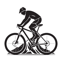 Cyclist riding mountain bike  Vector illustration
