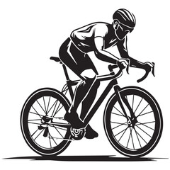 Fototapeta premium Cyclist riding mountain bike Vector illustration