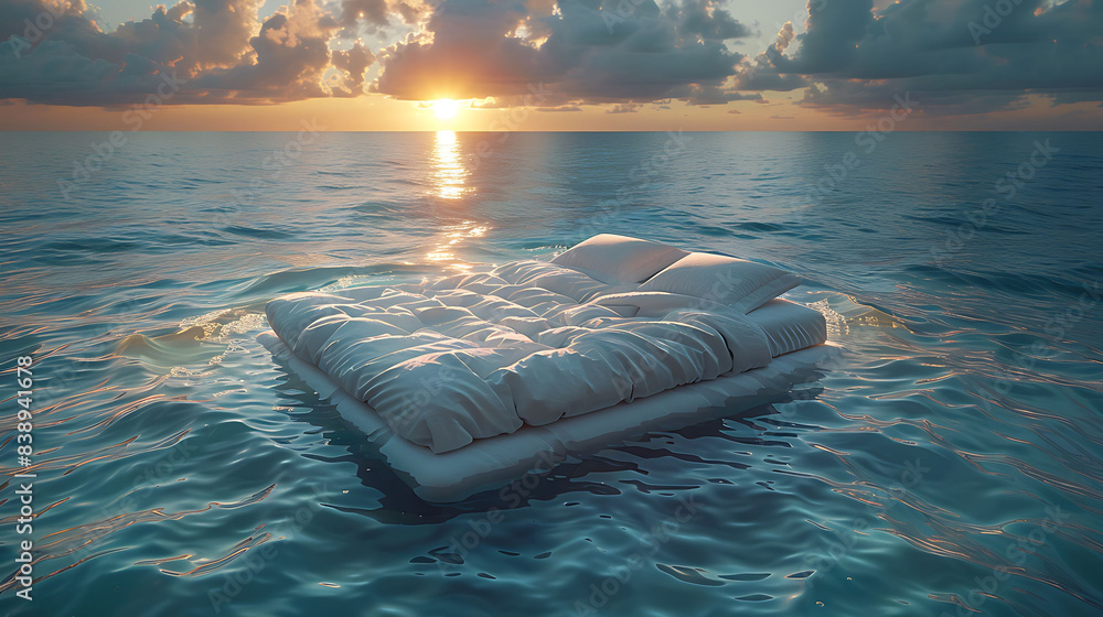 Wall mural bed in the sea