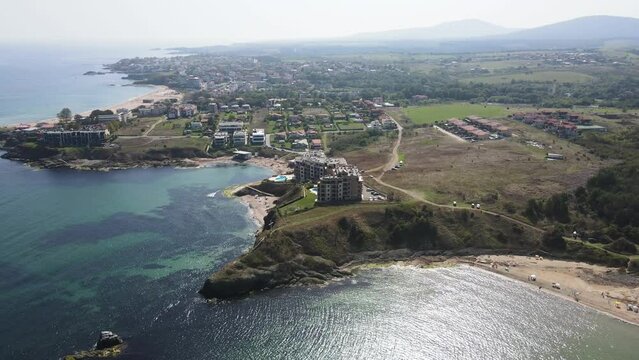 Aerial view of Black sea coast near Coral beach, Burgas Region, Bulgaria 