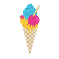 Hand drawn ice cream on white background