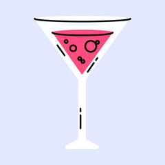 Hand drawn risograph element, delicious cocktail