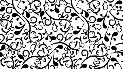 Pattern with floral motifs with black outline