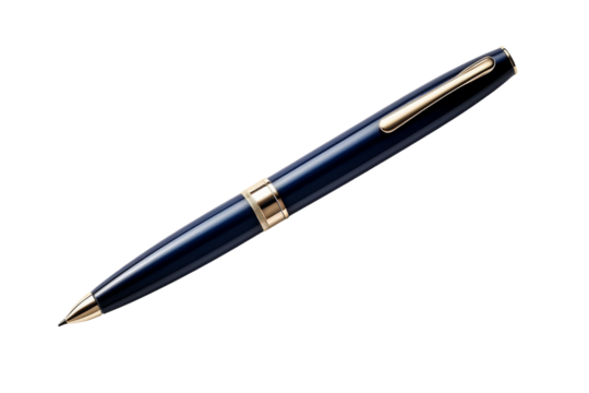 Gleaming Elegance: A Golden-Tipped Pen on a White or Clear Surface PNG Transparent Background..