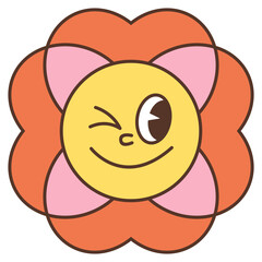 Groovy Flower Cartoon Element
