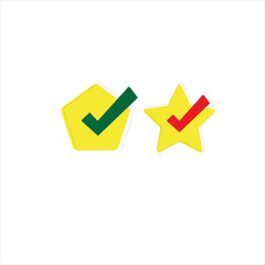 Check mark icon vector illustration. Tick symbol in star and polygon shape 