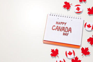 The inscription Happy Canada Day in a notebook