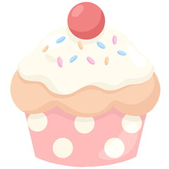 Illustration of Cherry Icing cupcake. Perfect for social media, party invitation, Pattern design, etc.
