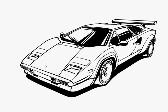 Hand drawn car outline vector image. Vehicle art.