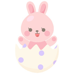 Illustration of Pink Rabbit hatching from Easter Egg. Perfect for Easter Celebration, Pattern Design, Invitation Card, Social Media.