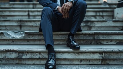 The Businessman on Steps