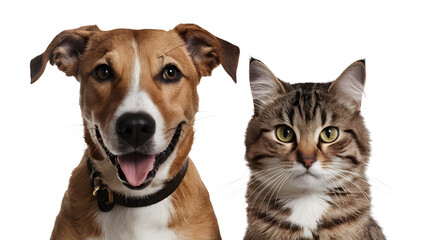 A Dog and a Cat on a White Background.