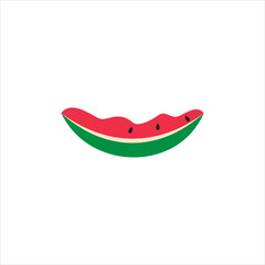 Bitten watermelon slice vector illustration on white background