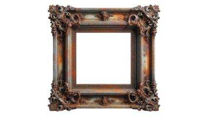 rusty, and dirty vintage frame isolated  on the transparent background.