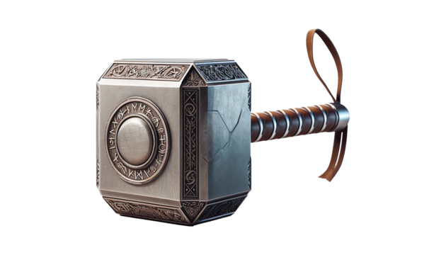 Thor's hammer, Viking weapon isolated  on the transparent background. - Powered by Adobe