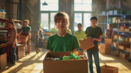 The group of volunteer children
