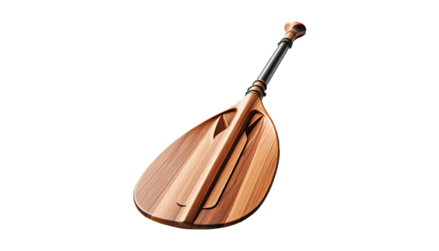 wooden sports kayak paddle isolated  on the transparent background.