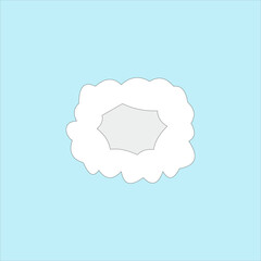 Cartoon smoke vector illustration on blue background. Explosion cloud