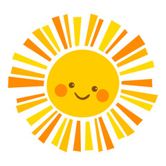 Hand draw cute sun illustration isolated on white background