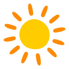 Hand draw cute sun illustration on a white