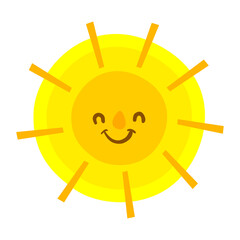 Hand draw cute sun illustration on white