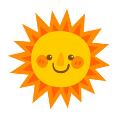 Hand draw cute sun illustration on white background