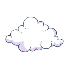Hand drawn cloud on white background