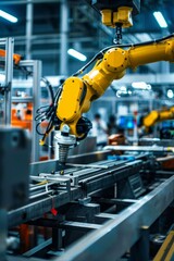 Fototapeta premium Professional Photography of an automated assembly line in a modern factory, Generative AI 
