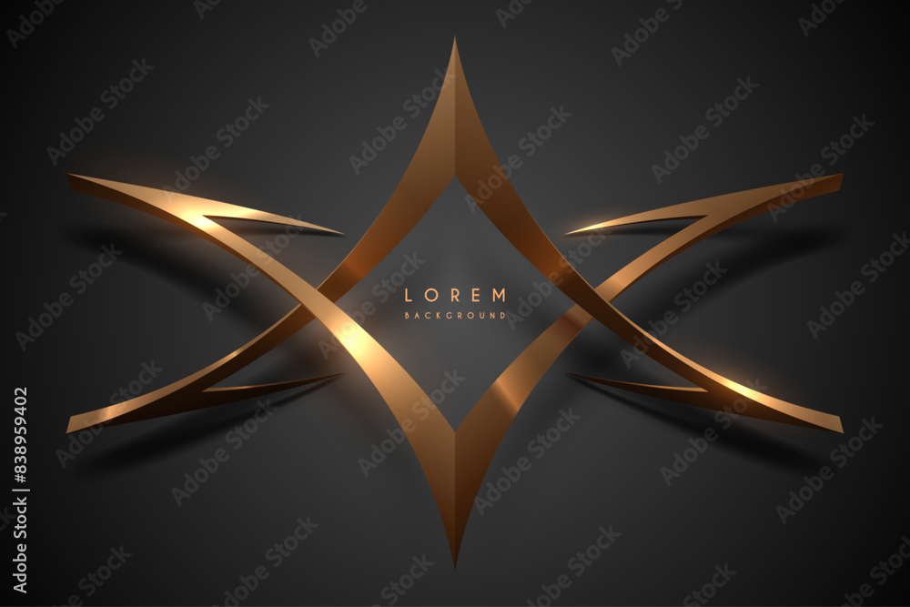 Wall mural abstract golden geometric shapes on black background - Wall murals