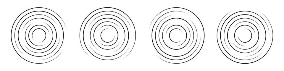 Set of concentric ripple circle with editable stroke vector icon