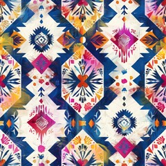 Obraz premium bohemian geometrik and floral seamless pattren
