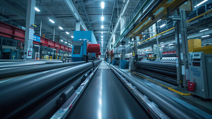 A large print shop utilizes a roll offset printing machine for the mass production of newspapers and magazines