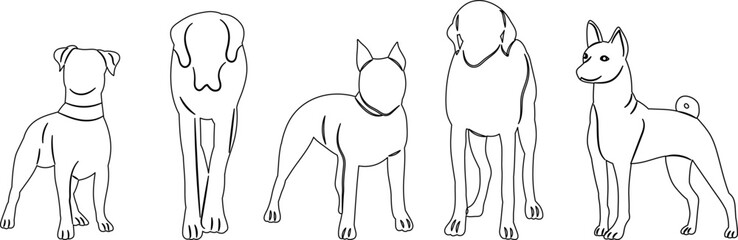 dogs stand outline sketch vector