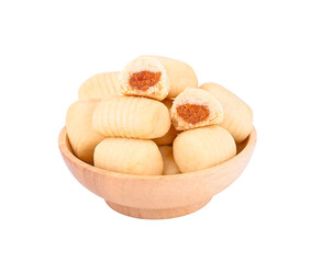 Pineapple Filled Cookies in bowl on transparent png