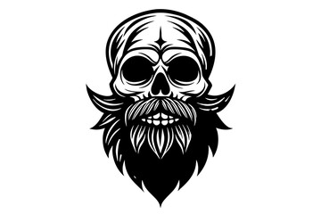  great beard in a skull silhouette vector illustration