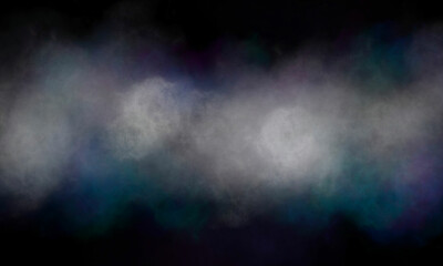 Dense multicolored smoke of red, purple and pink colors on a black isolated background. Background of smoke vape