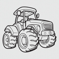 Simple tractor icon design, black vector illustration on transparent background