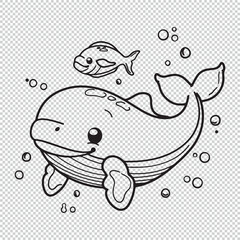 Simple whale icon design, black vector illustration on transparent background