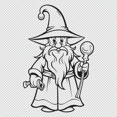 Simple wizard design, black vector illustration on transparent background