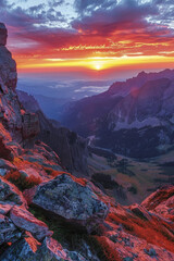 Obraz premium Vibrant city skyline silhouetted against a stunning sunset