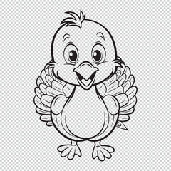 Cute simple baby turkey design, black vector illustration on transparent background