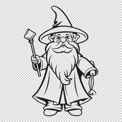 Simple wizard design, black vector illustration on transparent background