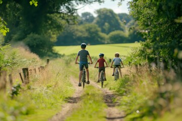 Fototapeta premium Family Enjoying Scenic Countryside Bike Ride