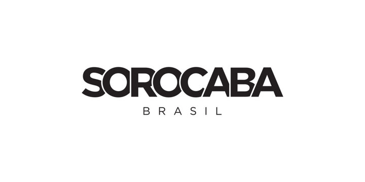 Sorocaba in the Brasil emblem. The design features a geometric style, vector illustration with bold typography in a modern font. The graphic slogan lettering.