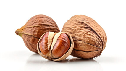 Hazelnut nut. Hazelnut isolated on white background. Hazelnut clipping path