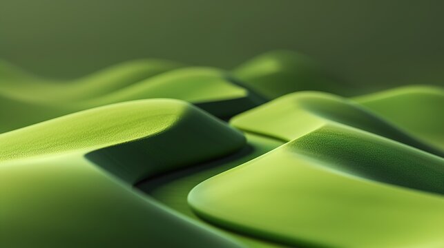 Minimalist Green Background with Long Winding Road, 3D Render, Simple Aesthetics